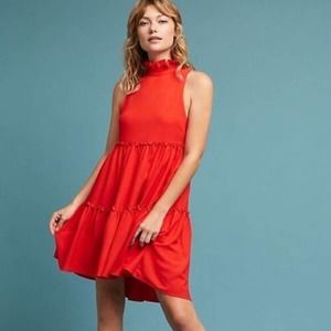 🎉HP Anthropologie Elliatt Ruffled Trapeze Swing Dress NEW NWT Large Petite